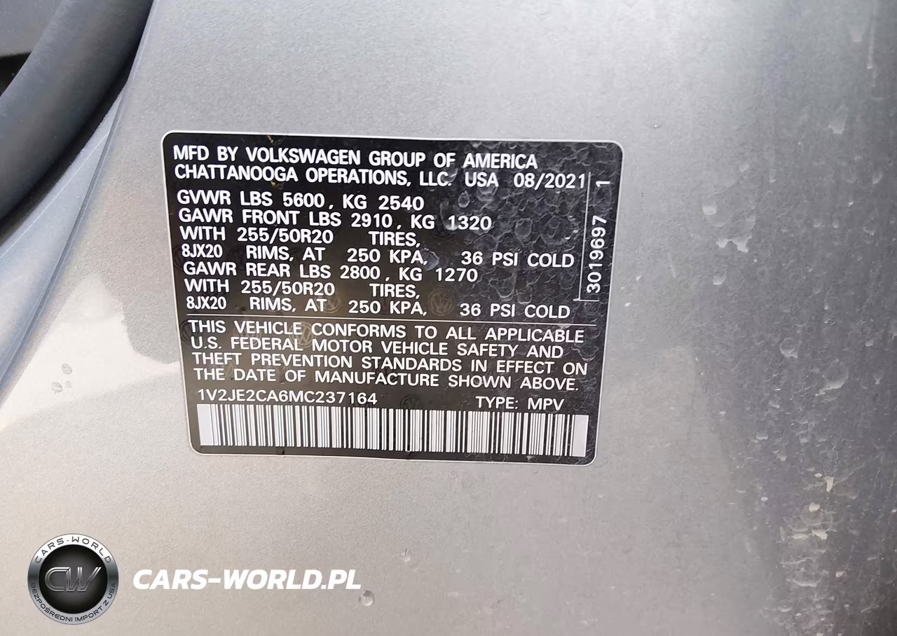 2021 Volkswagen Atlas Cross Sport 3.6L V6 Se W-Technology VIN:1V2JE2CA6MC237164 - 9