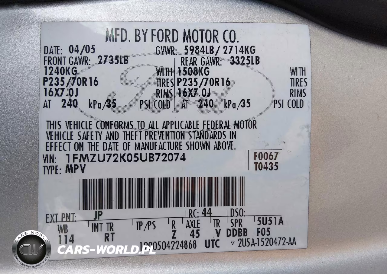 2005 Ford Explorer Xls-Xls Sport VIN:1FMZU72K05UB72074 - 9