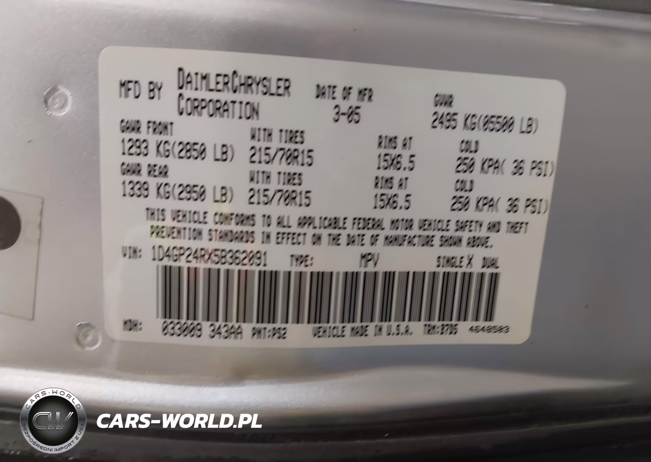 2005 Dodge Grand Caravan Se VIN:1D4GP24RX5B362091 - 9