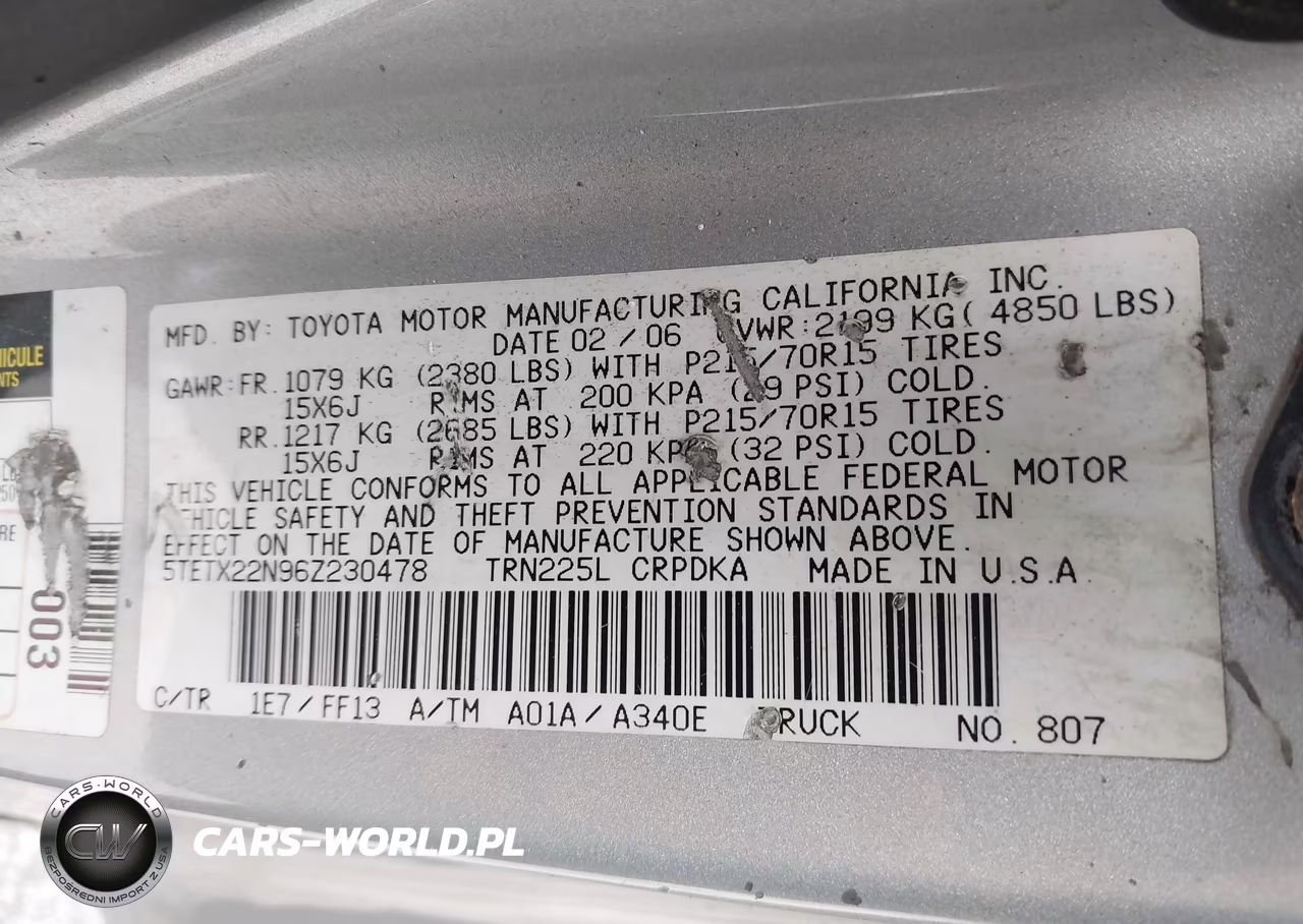 2006 Toyota Tacoma VIN:5TETX22N96Z230478 - 9