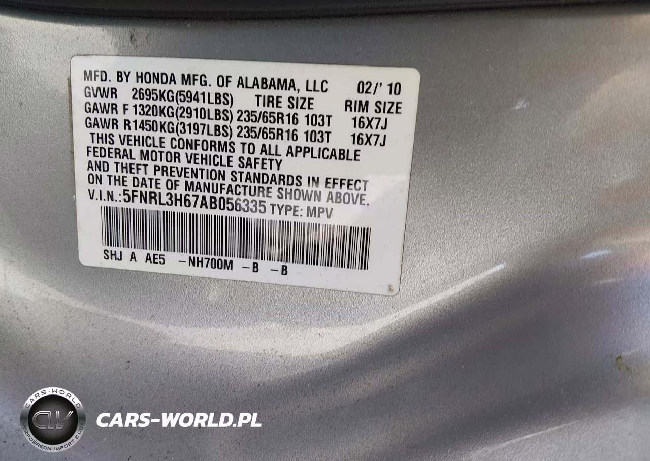 2010 Honda Odyssey Ex-L VIN:5FNRL3H67AB056335 - 9
