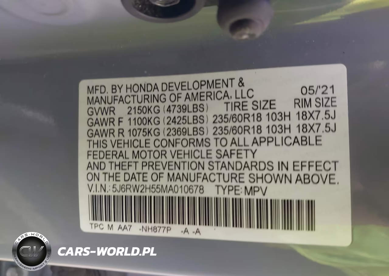 2021 Honda Cr-V Awd Ex VIN:5J6RW2H55MA010678 - 9