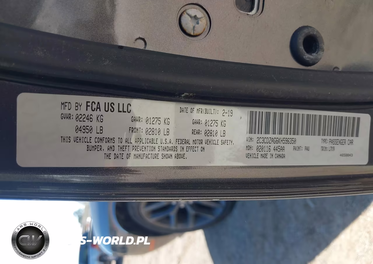 2019 Dodge Challenger Sxt VIN:2C3CDZAG6KH596350 - 9