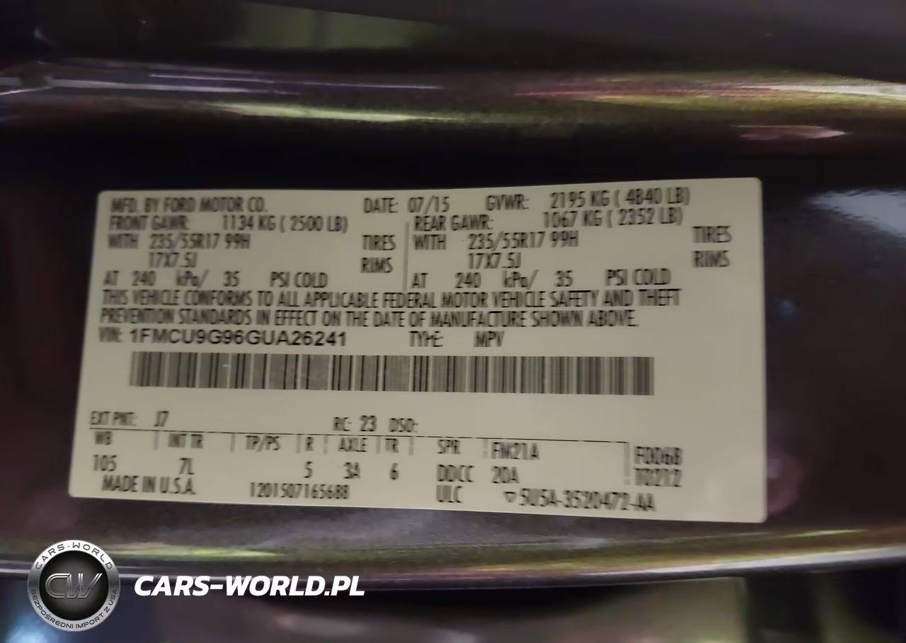 2016 Ford Escape Se VIN:1FMCU9G96GUA26241 - 9