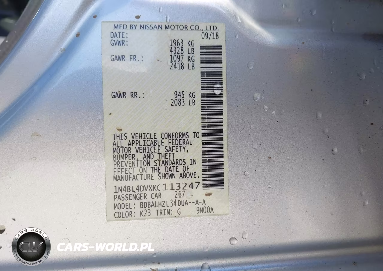 2019 Nissan Altima 2.5 Sv VIN:1N4BL4DVXKC113247 - 9