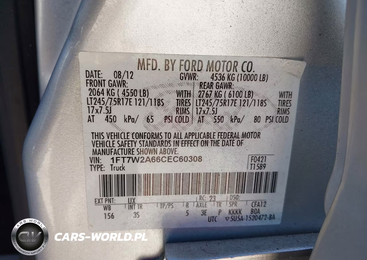 2012 Ford F-250 Xlt VIN:1FT7W2A66CEC60308 - 9