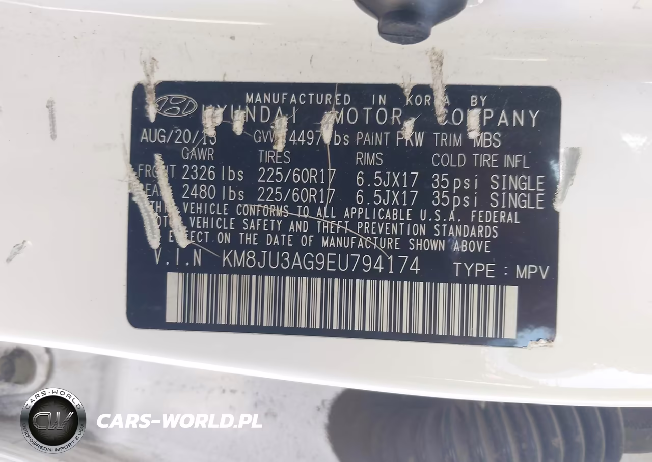 2014 Hyundai Tucson Se VIN:KM8JU3AG9EU794174 - 9