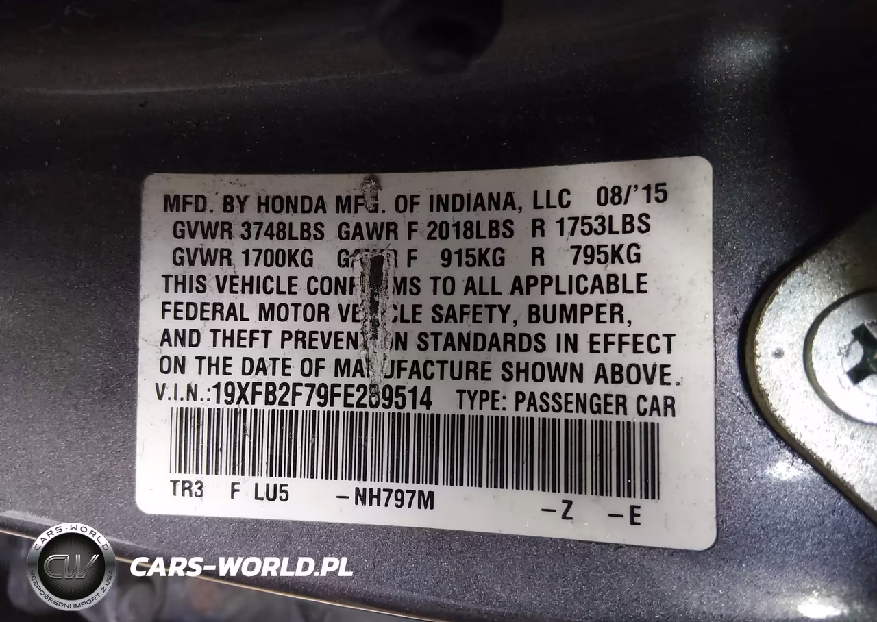 2015 Honda Civic Se VIN:19XFB2F79FE289514 - 9