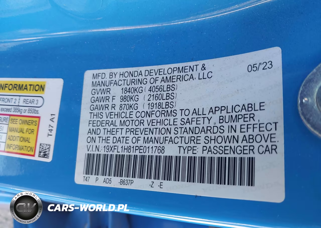 2023 Honda Civic Sport Touring VIN:19XFL1H81PE011768 - 9