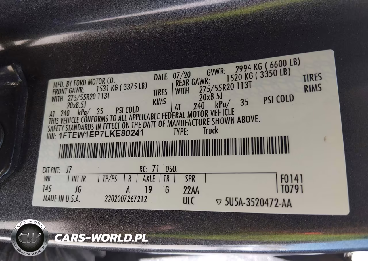 2020 Ford F-150 Xl VIN:1FTEW1EP7LKE80241 - 9