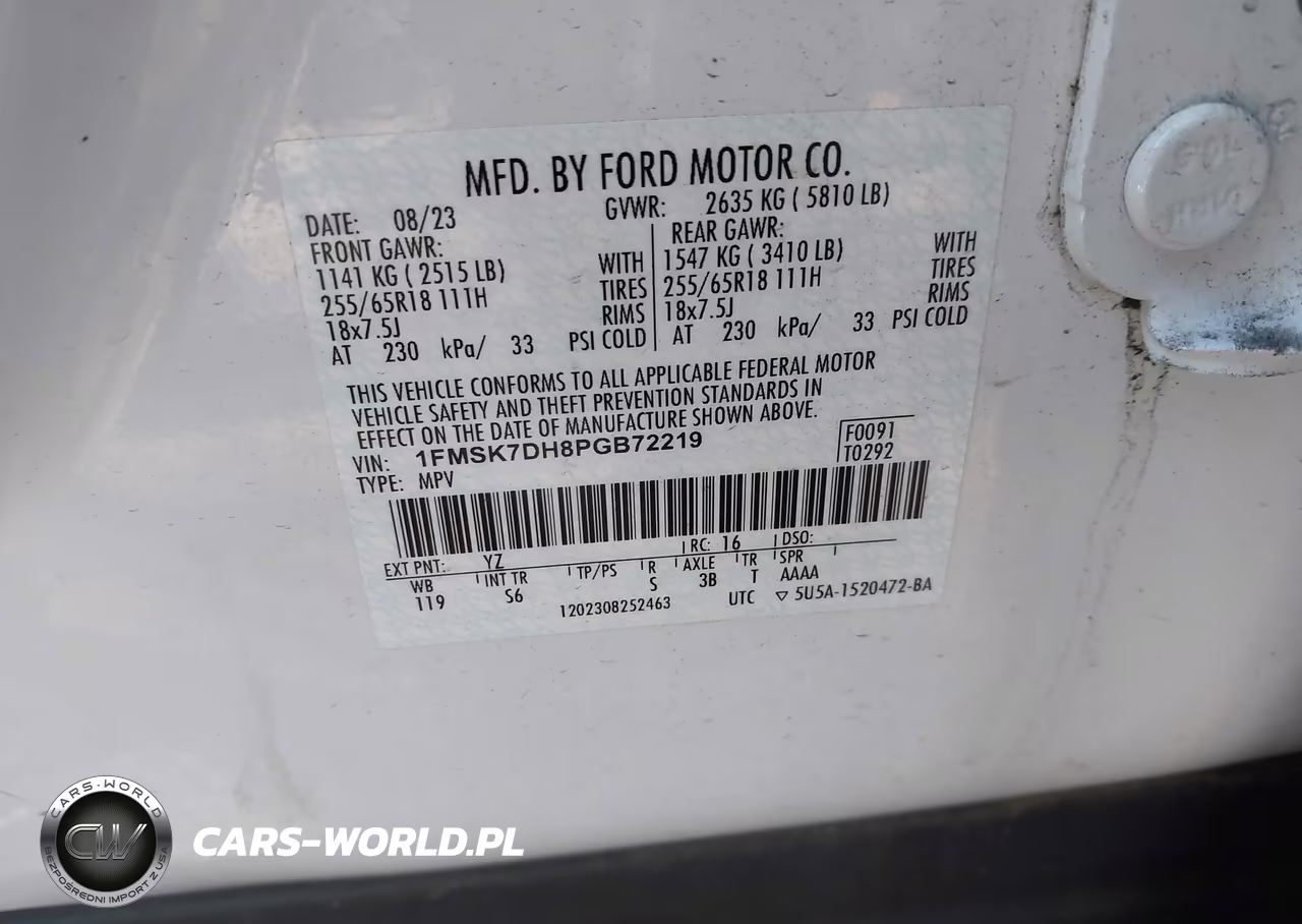 2023 Ford Explorer Xlt VIN:1FMSK7DH8PGB72219 - 9