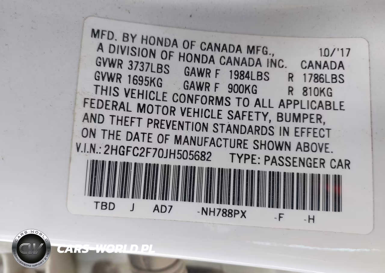 2018 Honda Civic Ex VIN:2HGFC2F70JH505682 - 9