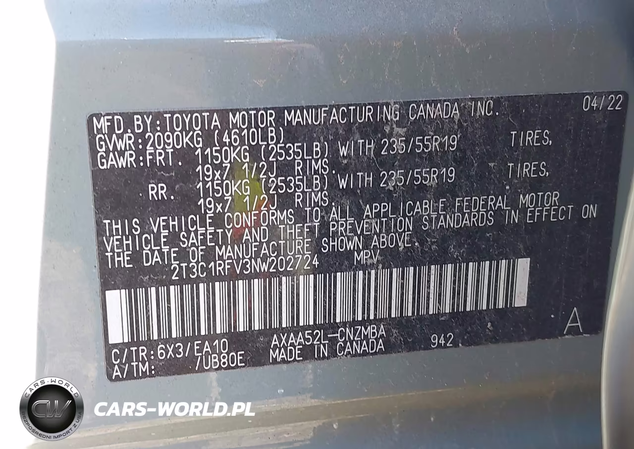 2022 Toyota Rav4 Xle Premium VIN:2T3C1RFV3NW202724 - 9