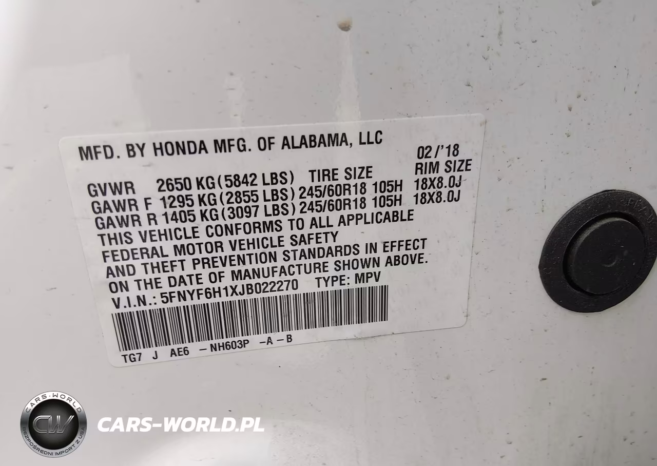 2018 Honda Pilot Lx VIN:5FNYF6H1XJB022270 - 9