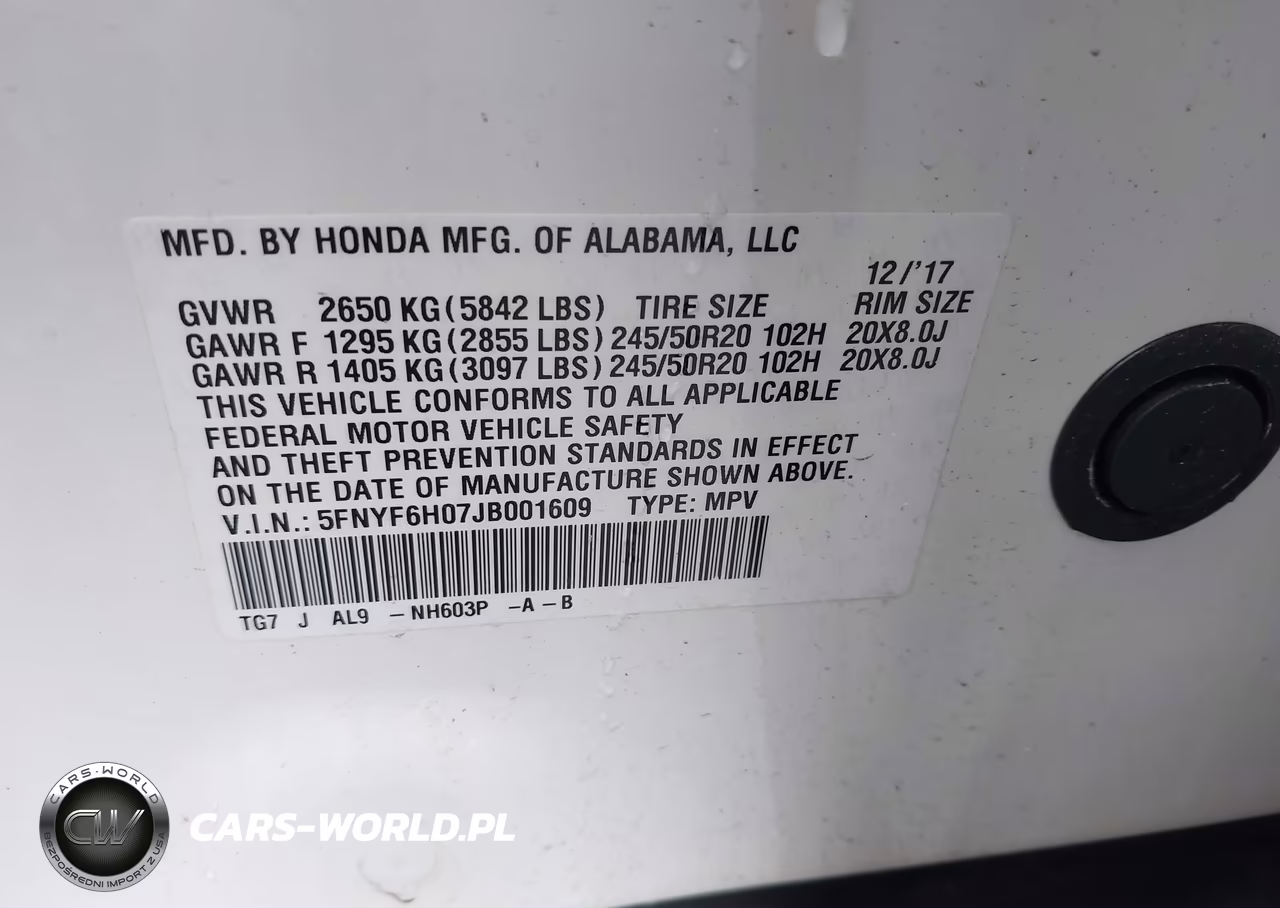 2018 Honda Pilot Elite VIN:5FNYF6H07JB001609 - 9