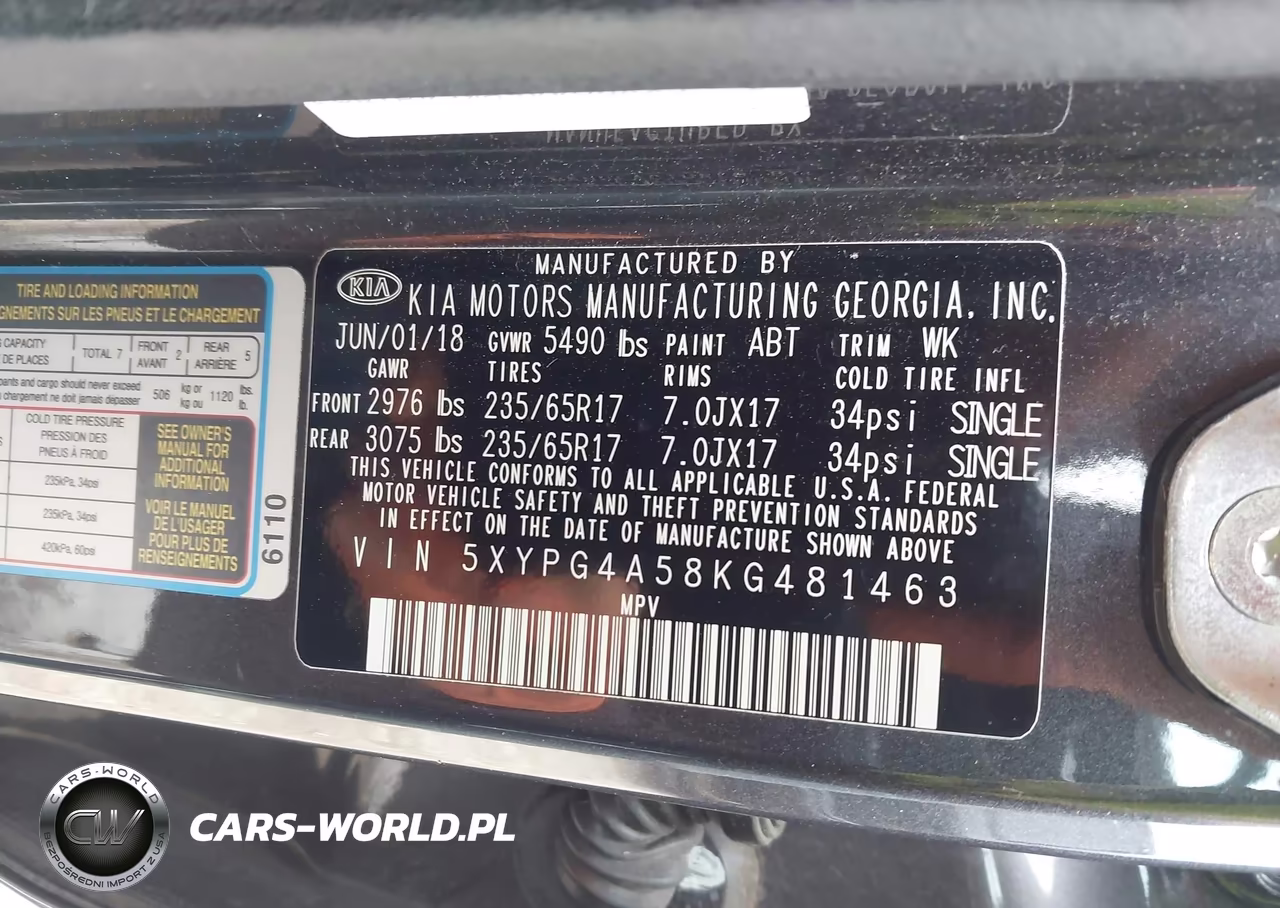 2019 Kia Sorento 3.3L Lx VIN:5XYPG4A58KG481463 - 9