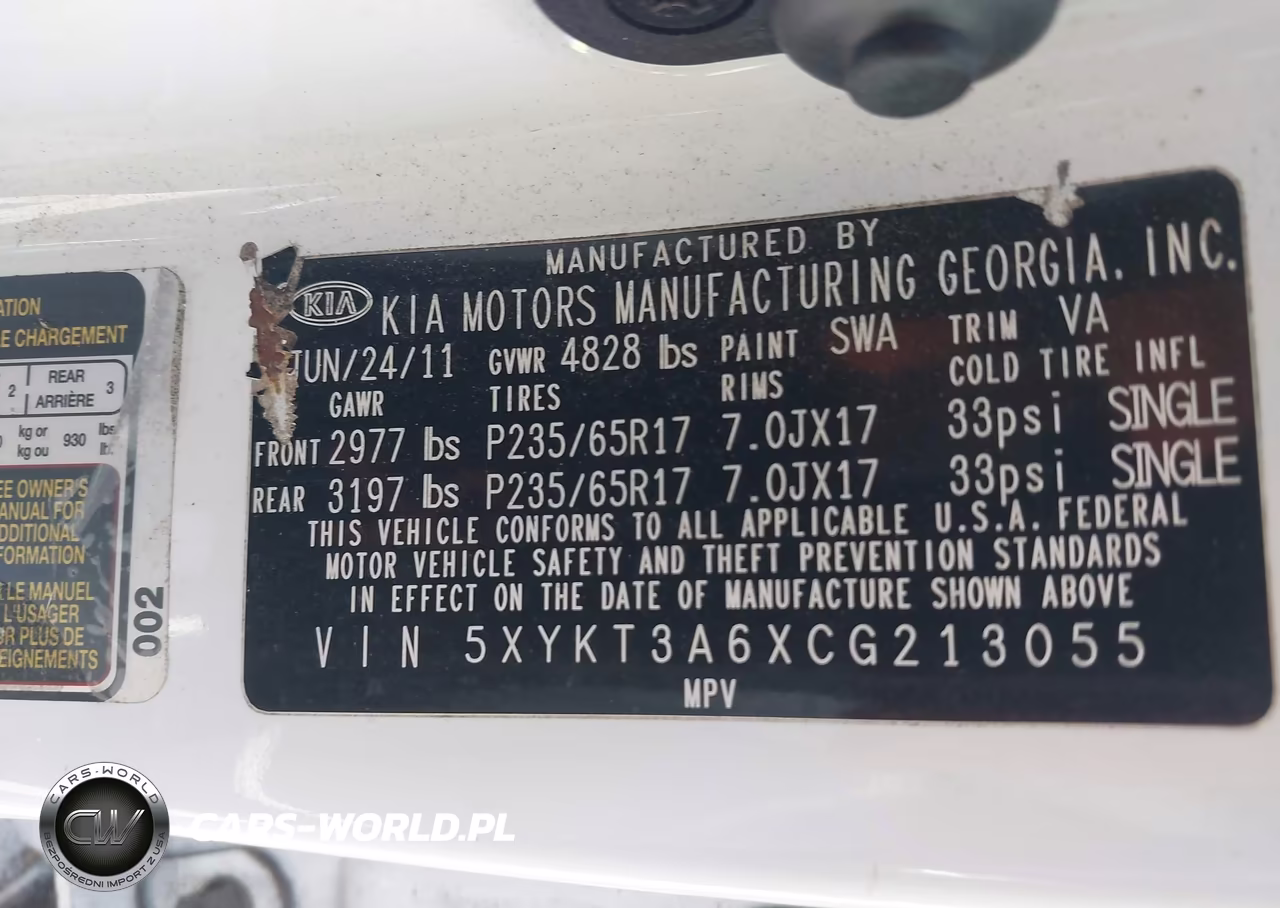 2012 Kia Sorento Lx VIN:5XYKT3A6XCG213055 - 9