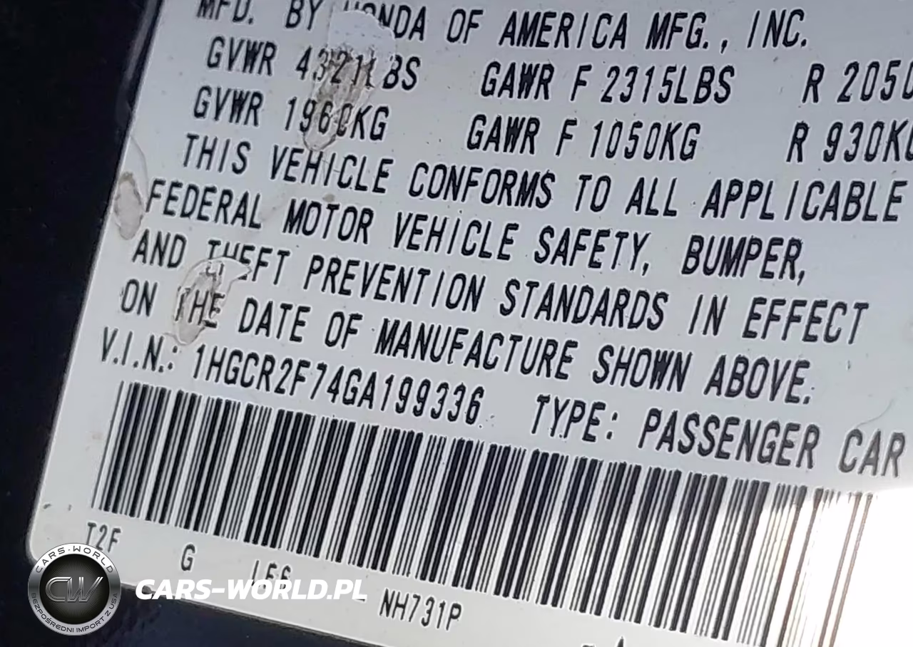 2016 Honda Accord Ex VIN:1HGCR2F74GA199336 - 9