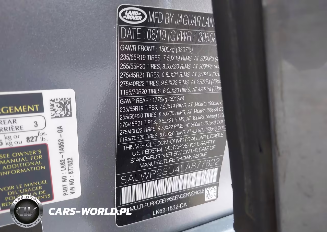 2020 Land Rover Range Rover Sport Hse Mhev VIN:SALWR2SU4LA877822 - 9