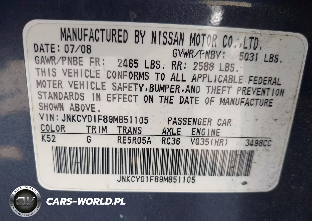 2009 Infiniti M35X VIN:JNKCY01F89M851105 - 9