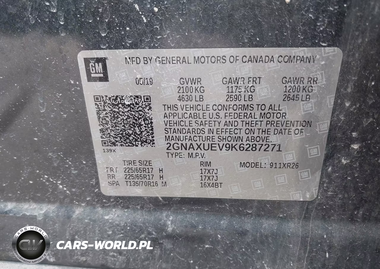 2019 Chevrolet Equinox Lt VIN:2GNAXUEV9K6287271 - 9