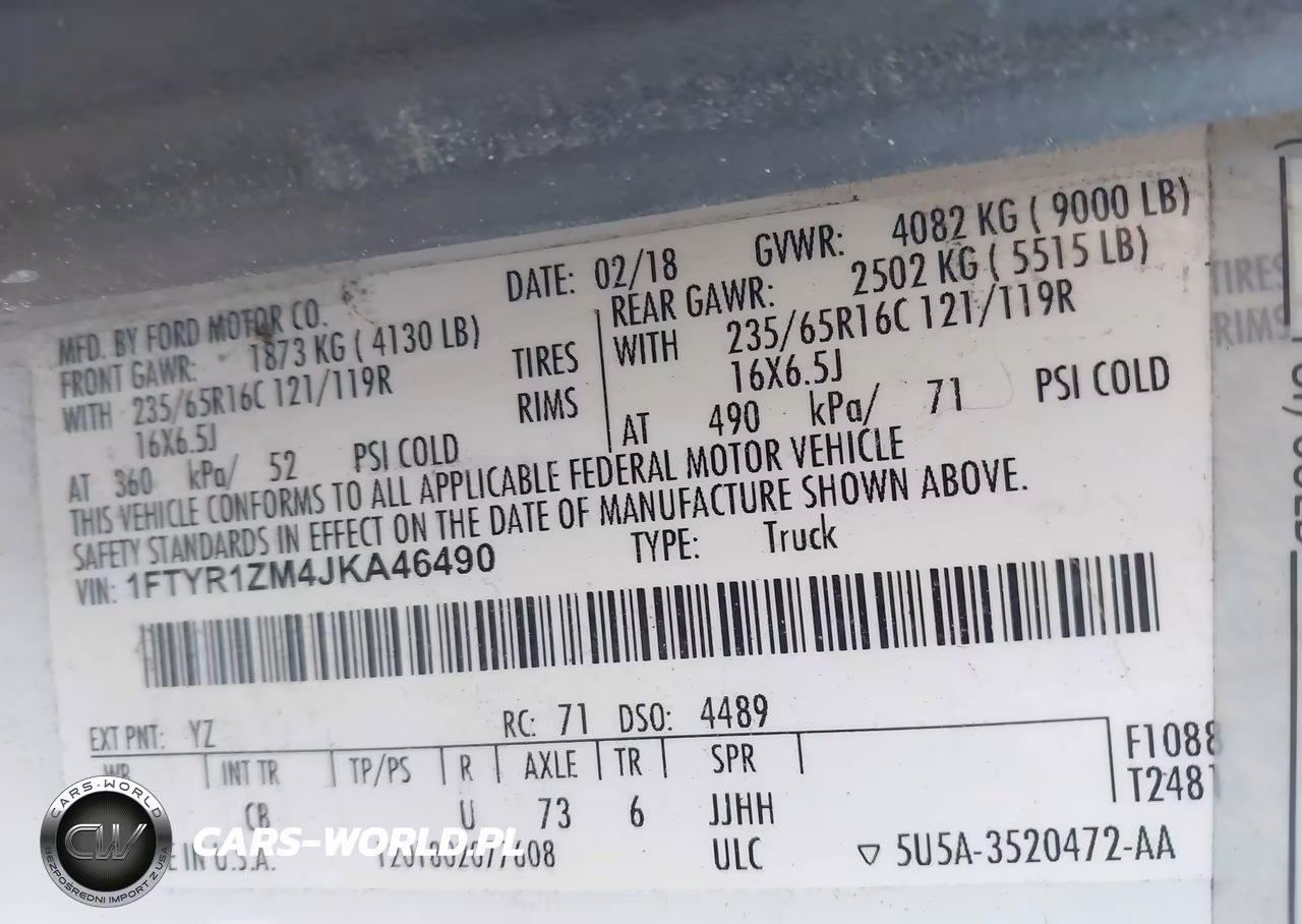 2018 Ford Transit-250 VIN:1FTYR1ZM4JKA46490 - 9