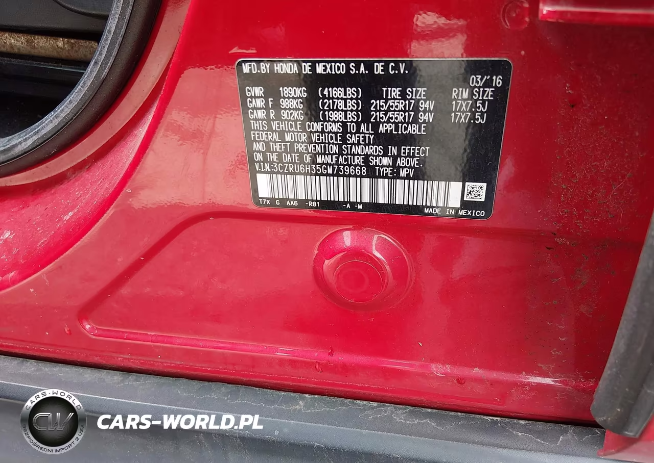 2016 Honda Hr-V Lx VIN:3CZRU6H35GM739668 - 9