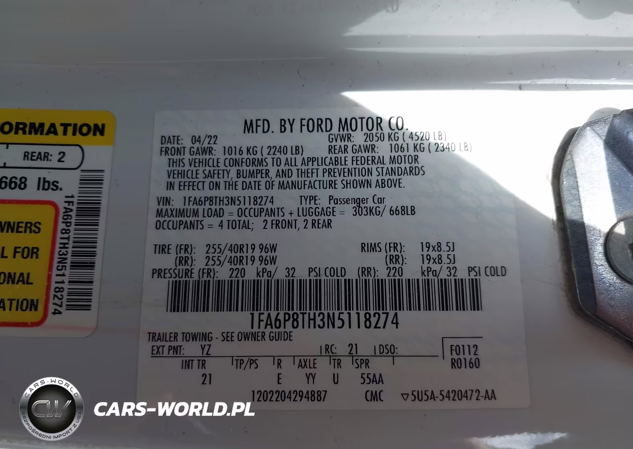 2022 Ford Mustang Ecoboost Fastback VIN:1FA6P8TH3N5118274 - 9