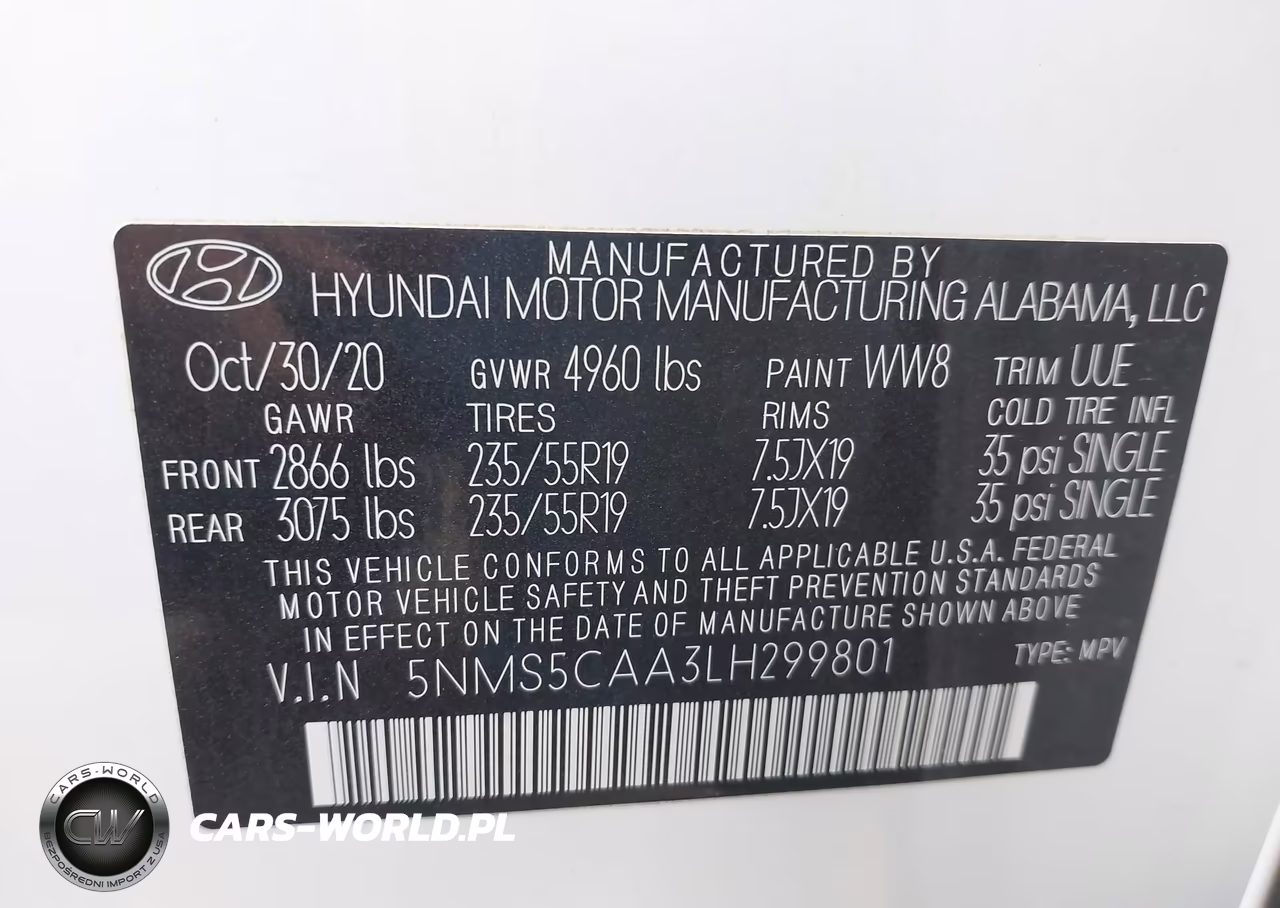 2020 Hyundai Santa Fe Limited 2.0T VIN:5NMS5CAA3LH299801 - 9