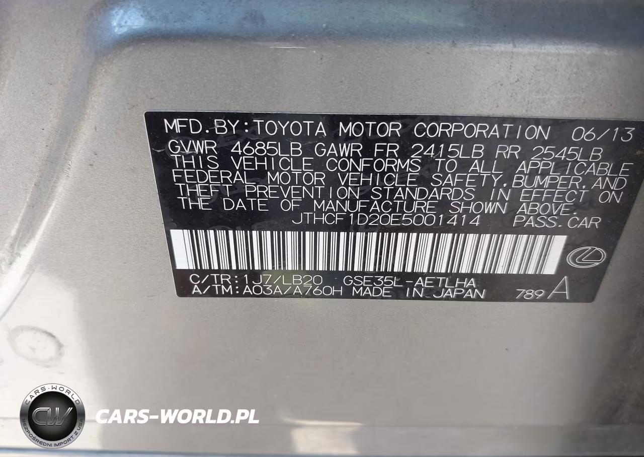 2014 Lexus Is 250 VIN:JTHCF1D20E5001414 - 9
