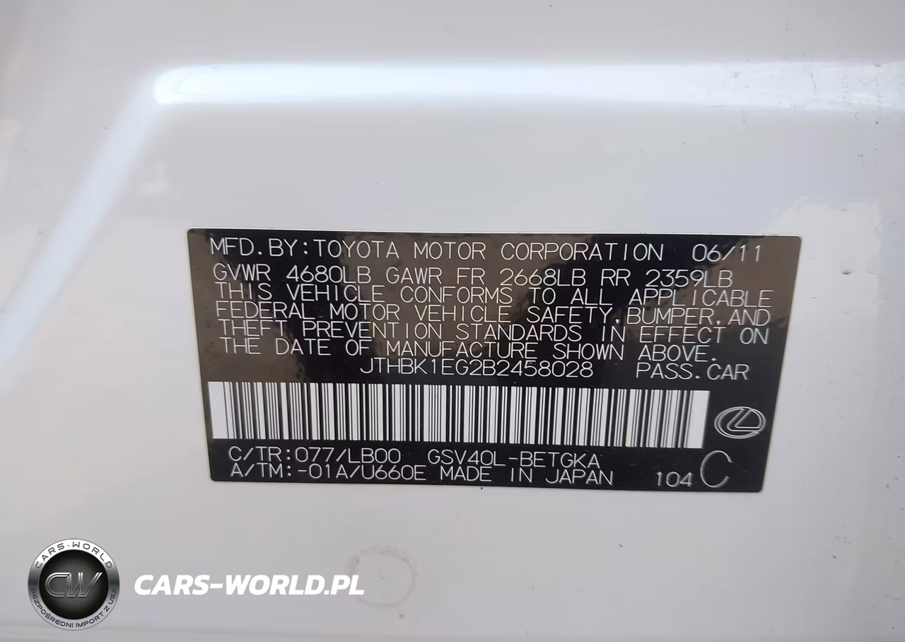 2011 Lexus Es 350 VIN:JTHBK1EG2B2458028 - 9