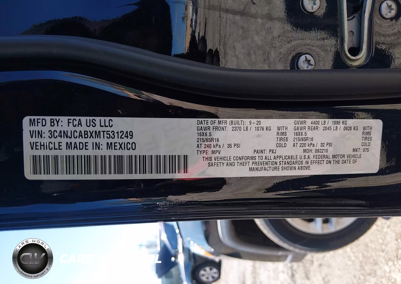 2021 Jeep Compass Sport Fwd VIN:3C4NJCABXMT531249 - 9