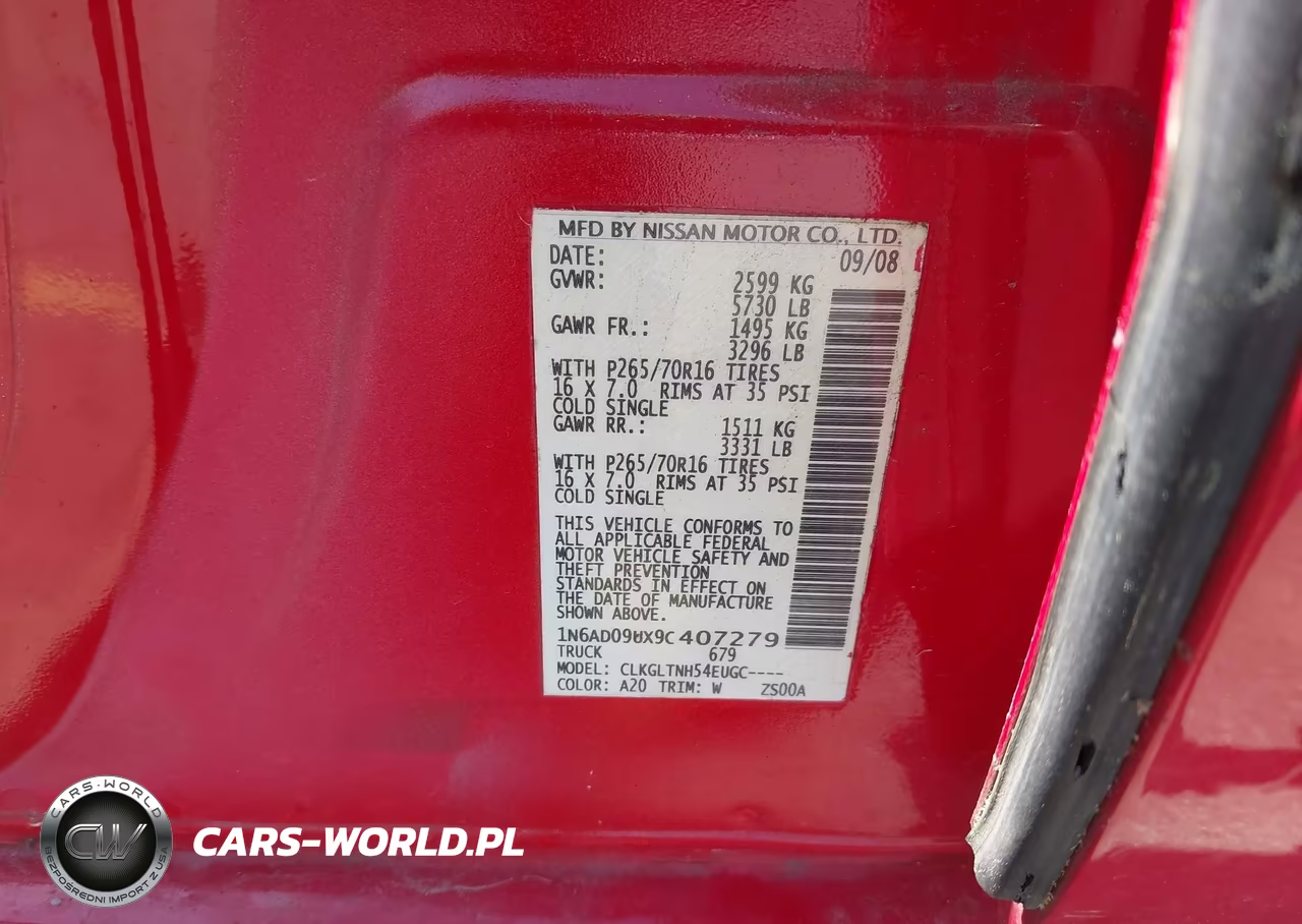 2009 Nissan Frontier Se VIN:1N6AD09UX9C407279 - 9