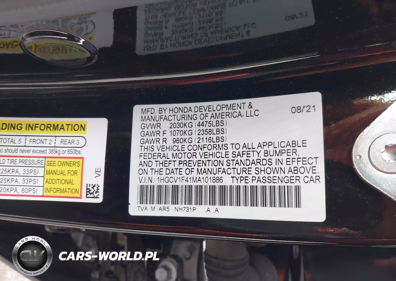 2021 Honda Accord Sport Special Edition VIN:1HGCV1F41MA101886 - 9
