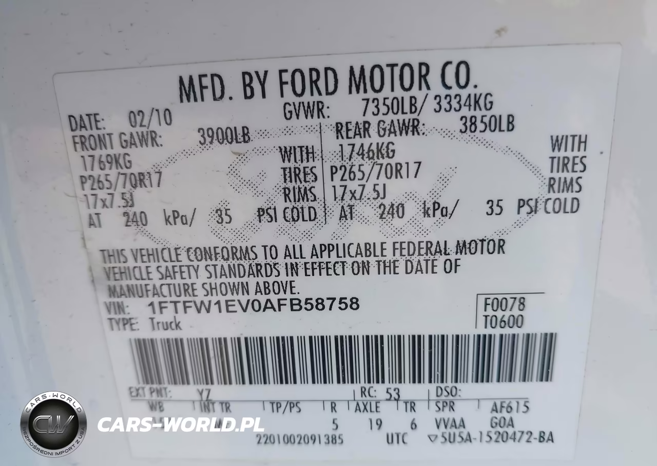 2010 Ford F-150 Fx4-Harley-Davidson-King Ranch-Lariat-Platinum-Xl-Xlt VIN:1FTFW1EV0AFB58758 - 9