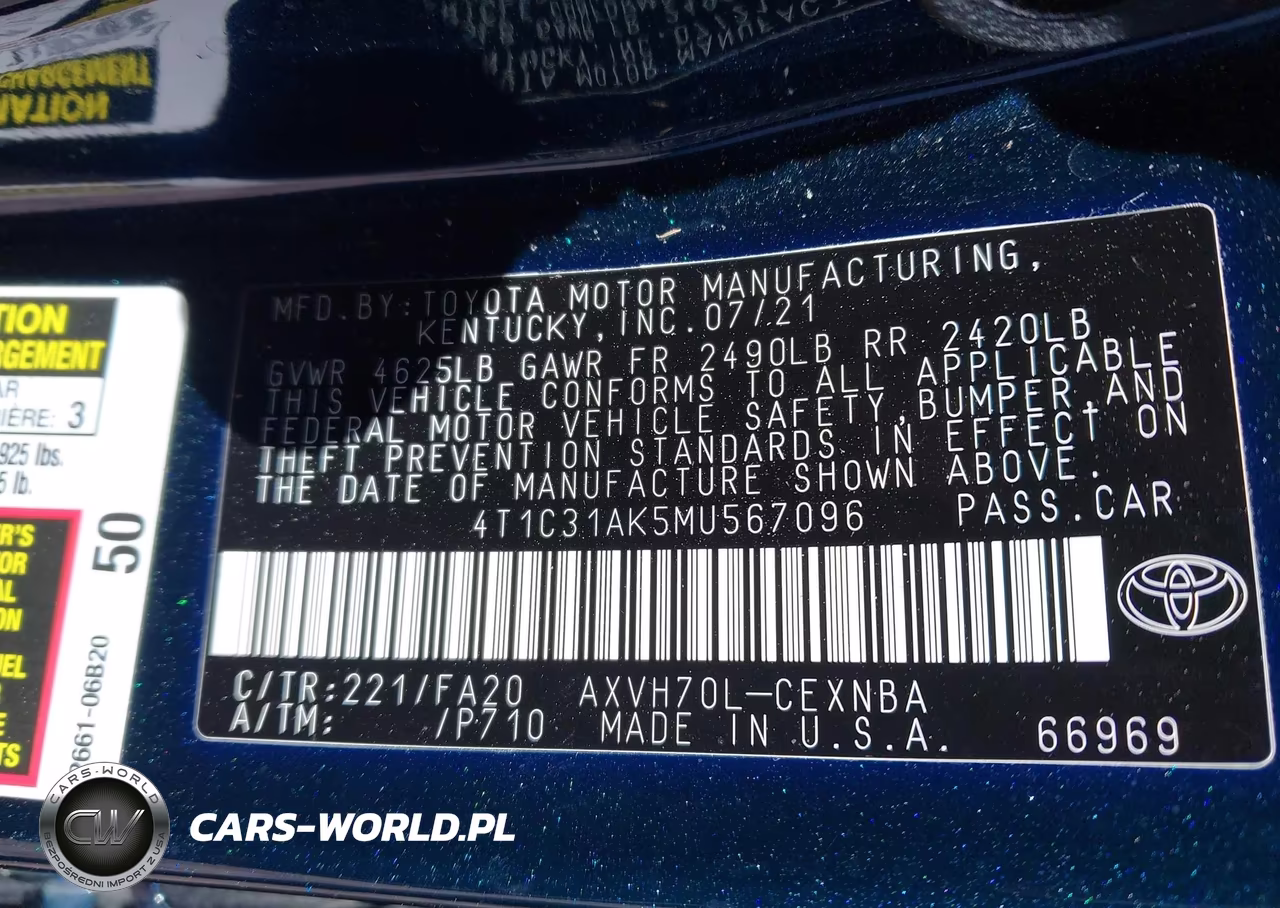 2021 Toyota Camry Le Hybrid VIN:4T1C31AK5MU567096 - 9