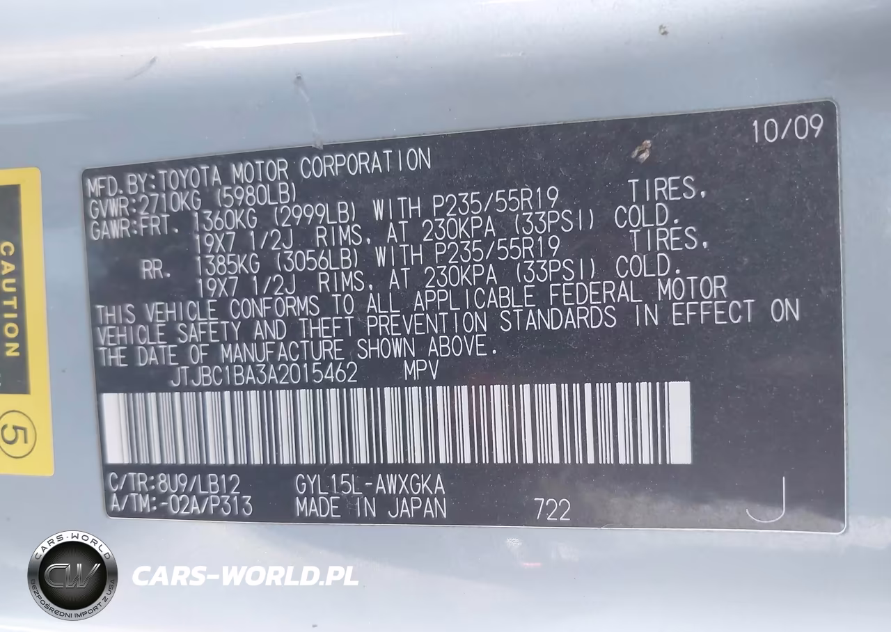 2010 Lexus Rx 450H VIN:JTJBC1BA3A2015462 - 9