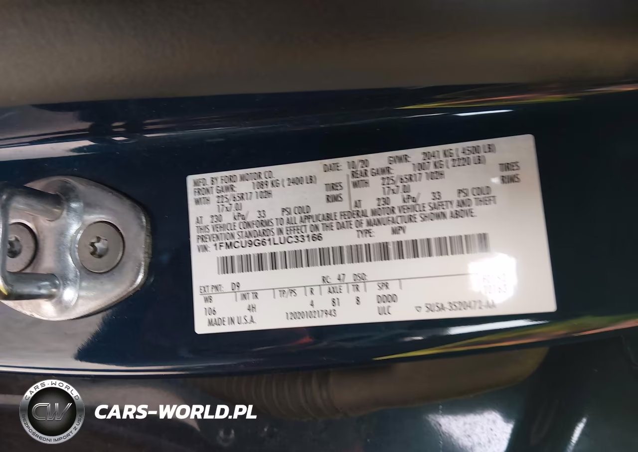 2020 Ford Escape Se VIN:1FMCU9G61LUC33166 - 9