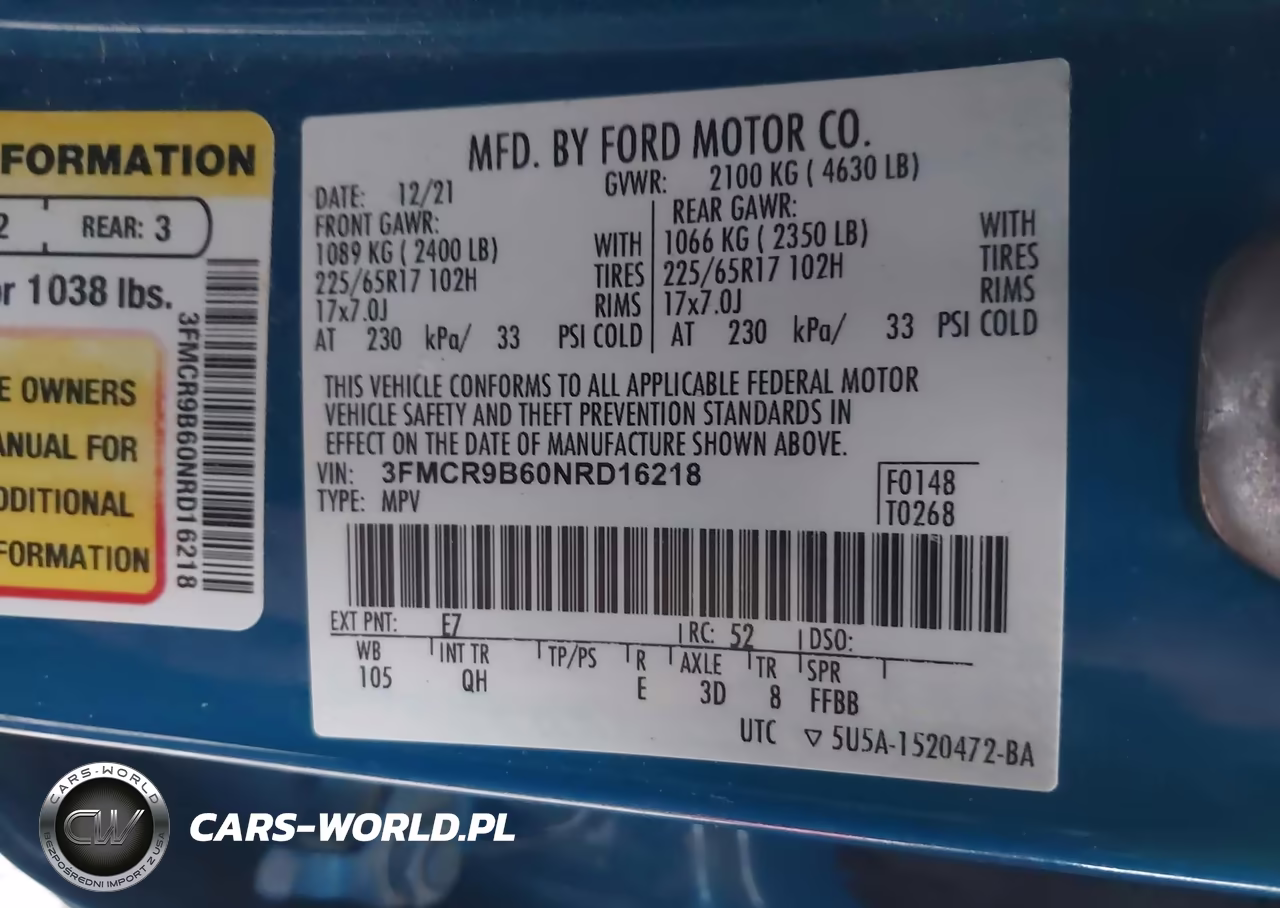 2022 Ford Bronco Sport Big Bend VIN:3FMCR9B60NRD16218 - 9