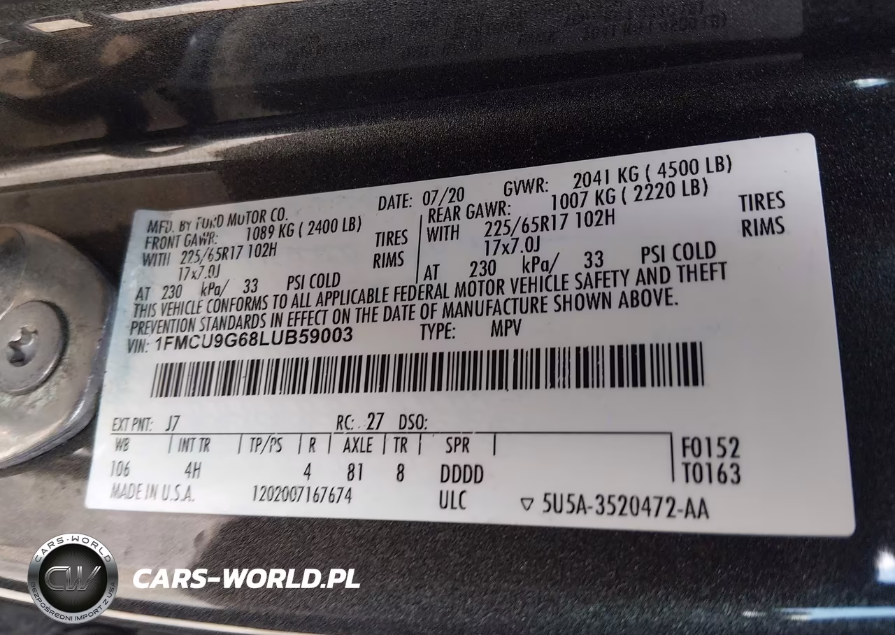 2020 Ford Escape Se VIN:1FMCU9G68LUB59003 - 9