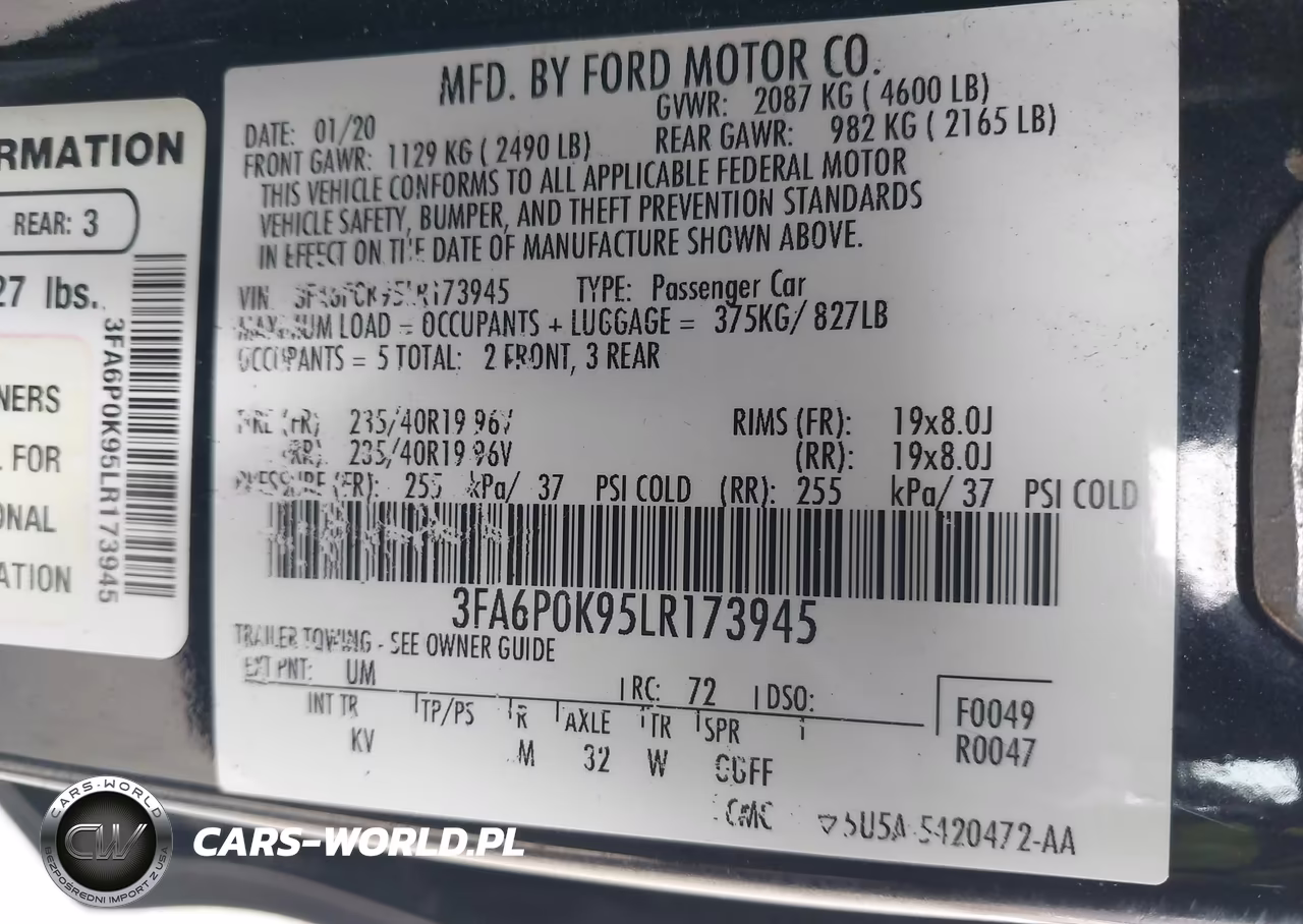 2020 Ford Fusion Titanium VIN:3FA6P0K95LR173945 - 9