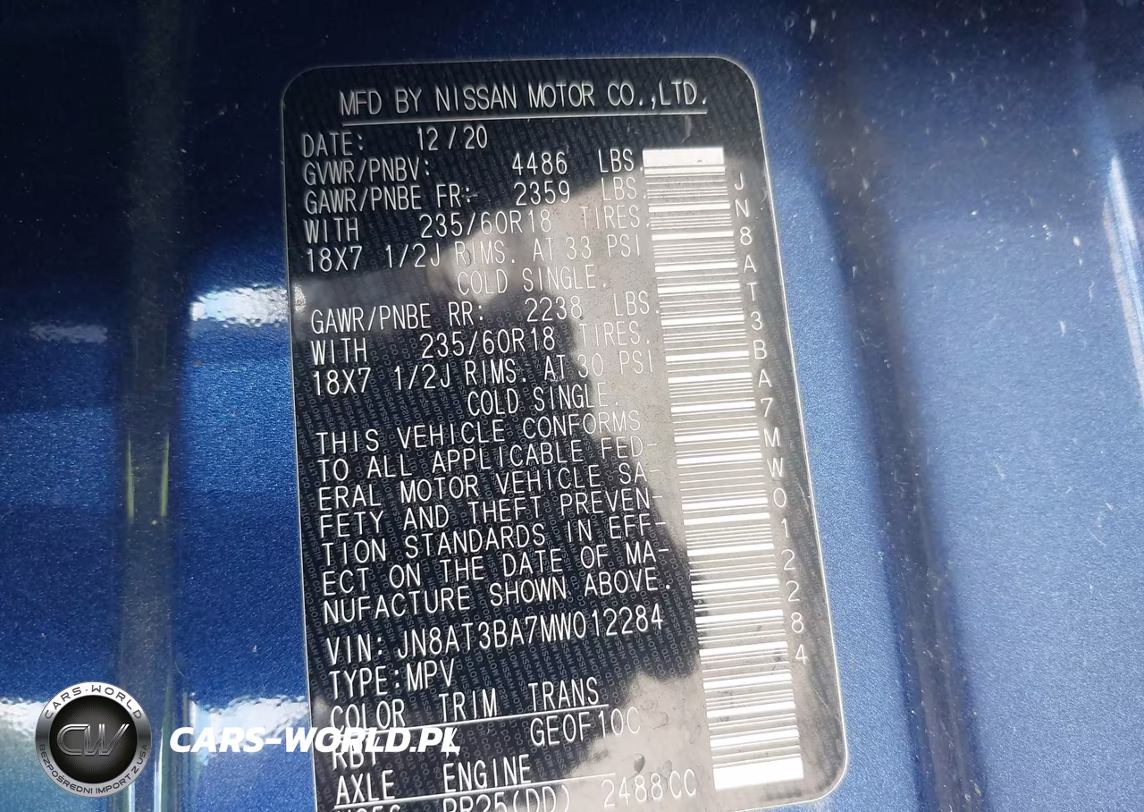 2021 Nissan Rogue Sv Fwd VIN:JN8AT3BA7MW012284 - 9