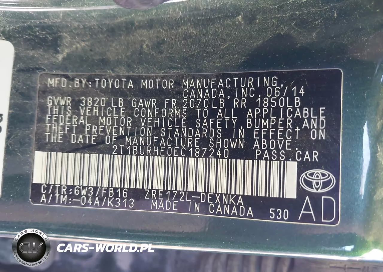 2014 Toyota Corolla Le VIN:2T1BURHE0EC187240 - 9