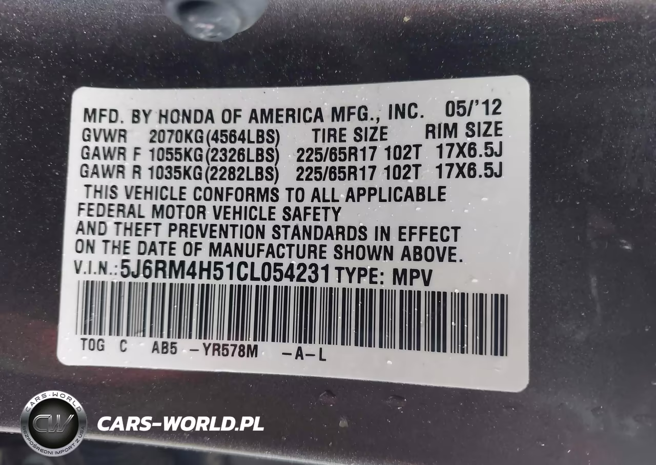2012 Honda Cr-V Ex VIN:5J6RM4H51CL054231 - 9