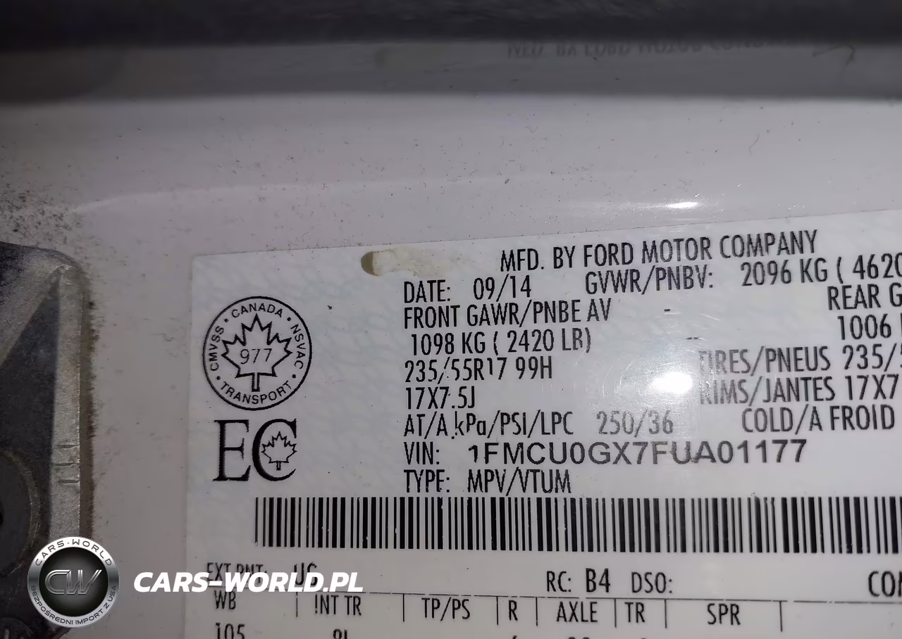 2015 Ford Escape Se VIN:1FMCU0GX7FUA01177 - 9