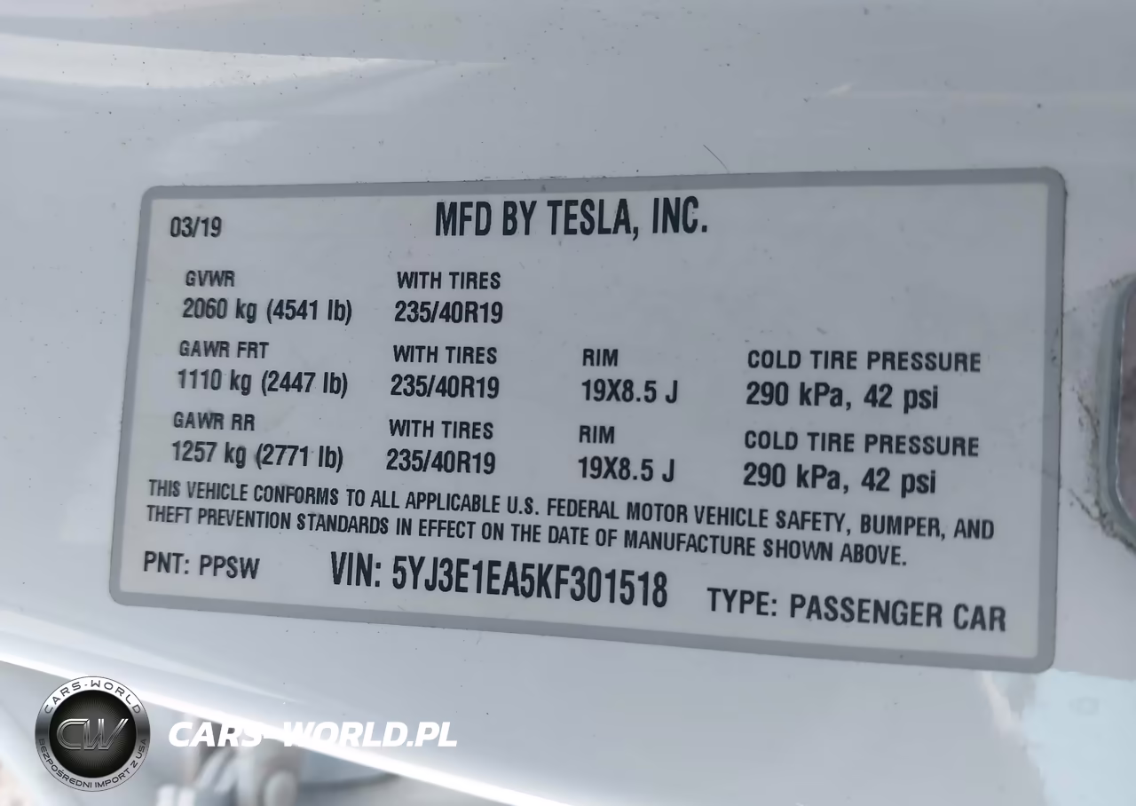 2019 Tesla Model 3 Long Range-Mid Range-Standard Range-Standard Range Plus VIN:5YJ3E1EA5KF301518 - 9