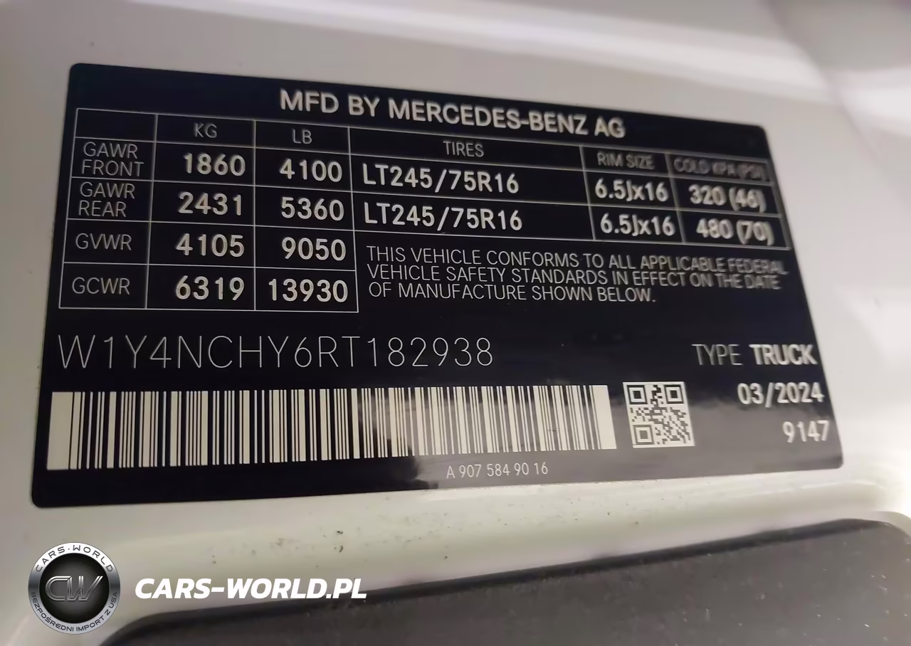 2024 Mercedes-Benz Sprinter 2500 High Roof 4-Cyl Diesel Ho VIN:W1Y4NCHY6RT182938 - 9