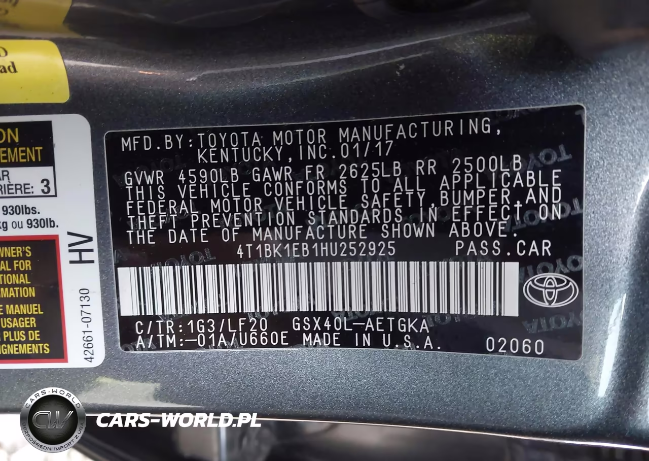 2017 Toyota Avalon Xle Premium VIN:4T1BK1EB1HU252925 - 9