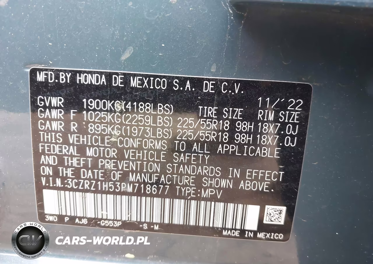 2023 Honda Hr-V 2Wd Sport VIN:3CZRZ1H53PM718677 - 9