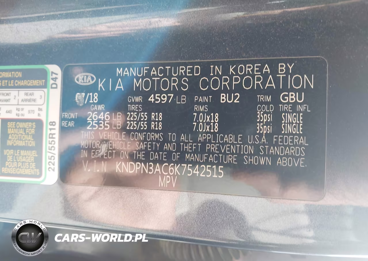 2019 Kia Sportage Ex VIN:KNDPN3AC6K7542515 - 9